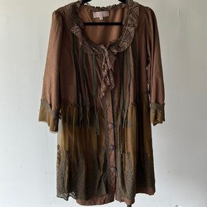 Funky artsy brown coat dress
